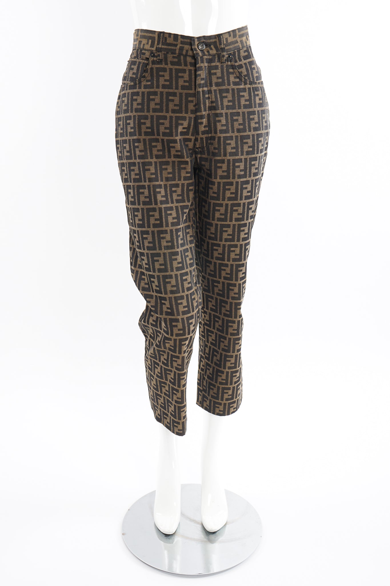 Vintage Fendi Cropped Zucca FF Monogram Pant On Mannequin front at Recess Los Angeles
