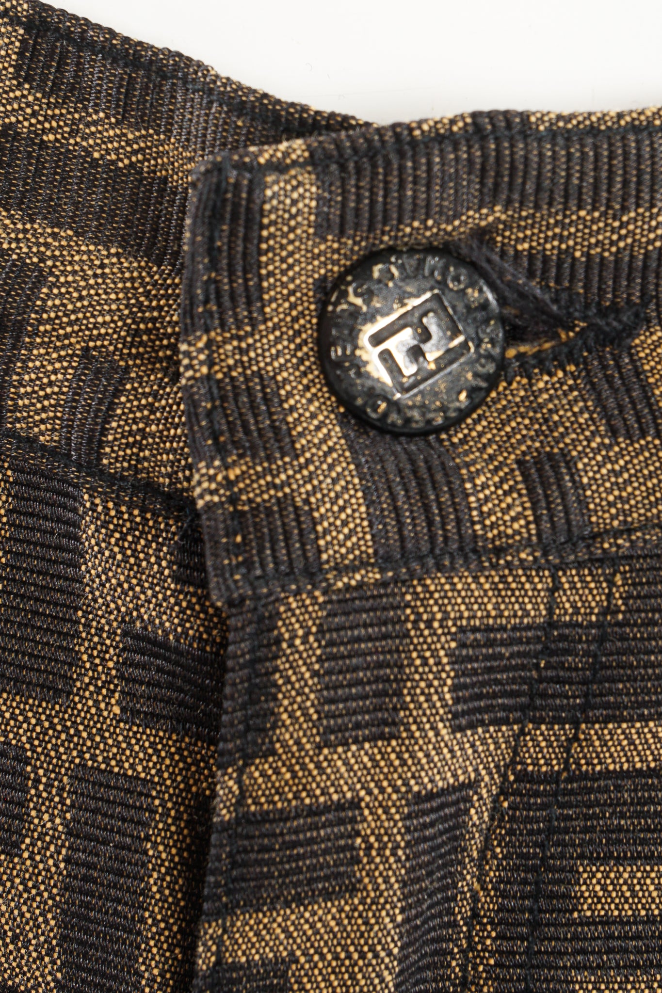 Vintage Fendi Cropped Zucca FF Monogram Pant button wear at Recess Los Angeles
