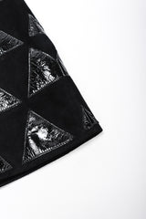 Recess Los Angeles Vintage Salvatore Ferragamo Suede Patent Leather Triangle Applique Pencil Skirt
