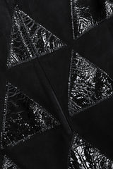 Recess Los Angeles Vintage Salvatore Ferragamo Suede Patent Leather Triangle Applique Pencil Skirt