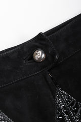 Recess Los Angeles Vintage Salvatore Ferragamo Suede Patent Leather Triangle Applique Pencil Skirt