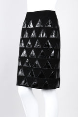 Recess Los Angeles Vintage Salvatore Ferragamo Suede Patent Leather Triangle Applique Pencil Skirt