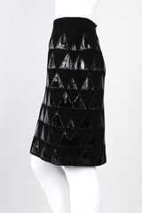 Recess Los Angeles Vintage Salvatore Ferragamo Suede Patent Leather Triangle Applique Pencil Skirt