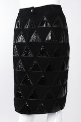 Recess Los Angeles Vintage Salvatore Ferragamo Suede Patent Leather Triangle Applique Pencil Skirt