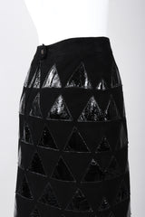 Recess Los Angeles Vintage Salvatore Ferragamo Suede Patent Leather Triangle Applique Pencil Skirt