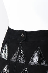 Recess Los Angeles Vintage Salvatore Ferragamo Suede Patent Leather Triangle Applique Pencil Skirt