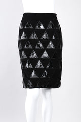 Recess Los Angeles Vintage Salvatore Ferragamo Suede Patent Leather Triangle Applique Pencil Skirt