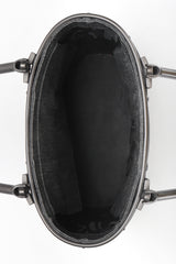 Recess Designer Consignment Vintage Ferragamo Gunmetal Metal Cage Mini Tote Bag Los Angeles Resale