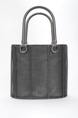 Recess Designer Consignment Vintage Ferragamo Gunmetal Metal Cage Mini Tote Bag Los Angeles Resale