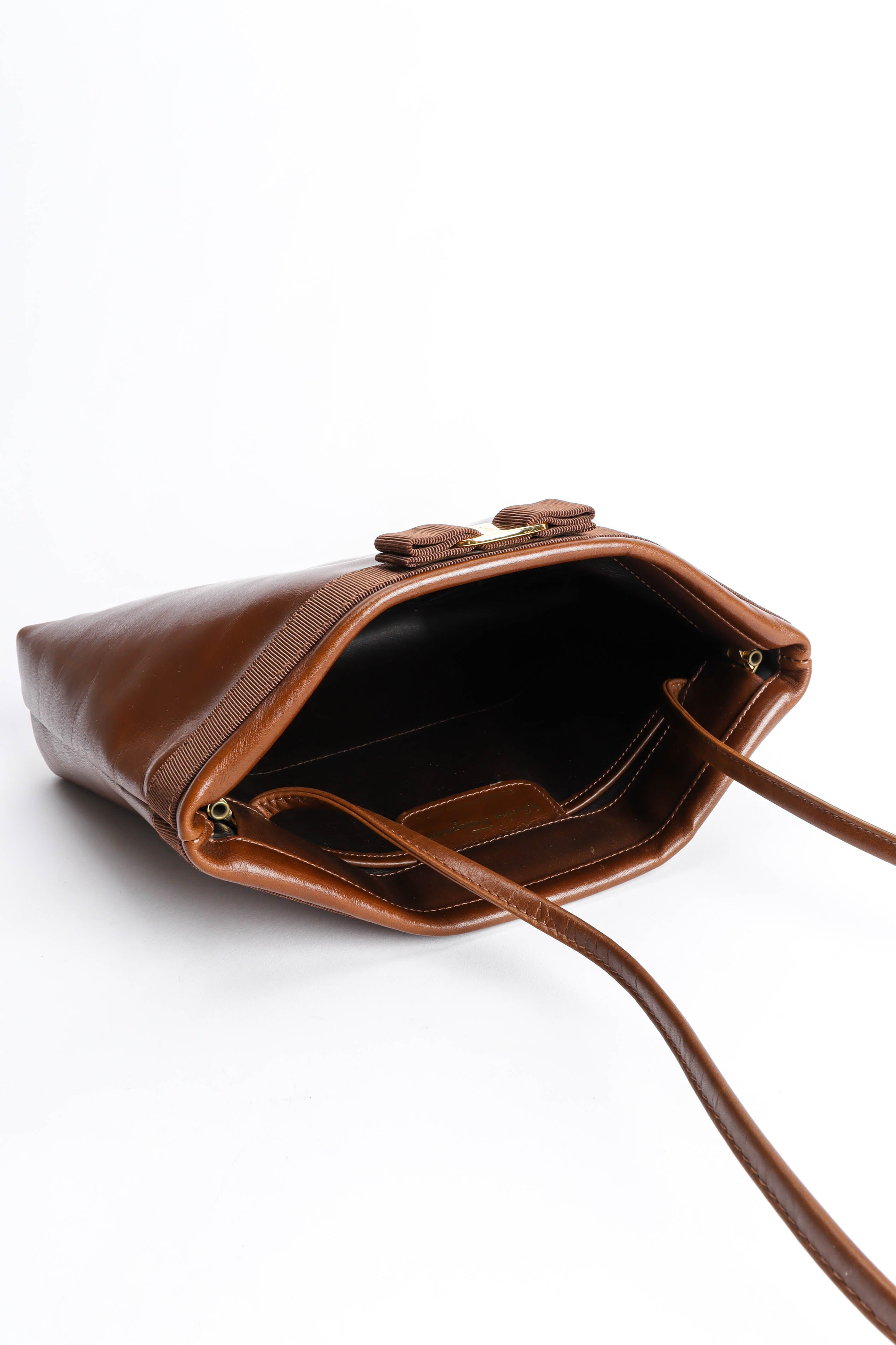 Vintage Ferragamo Leather Shoulder Pouch Bag opened @ Recess Los Angeles