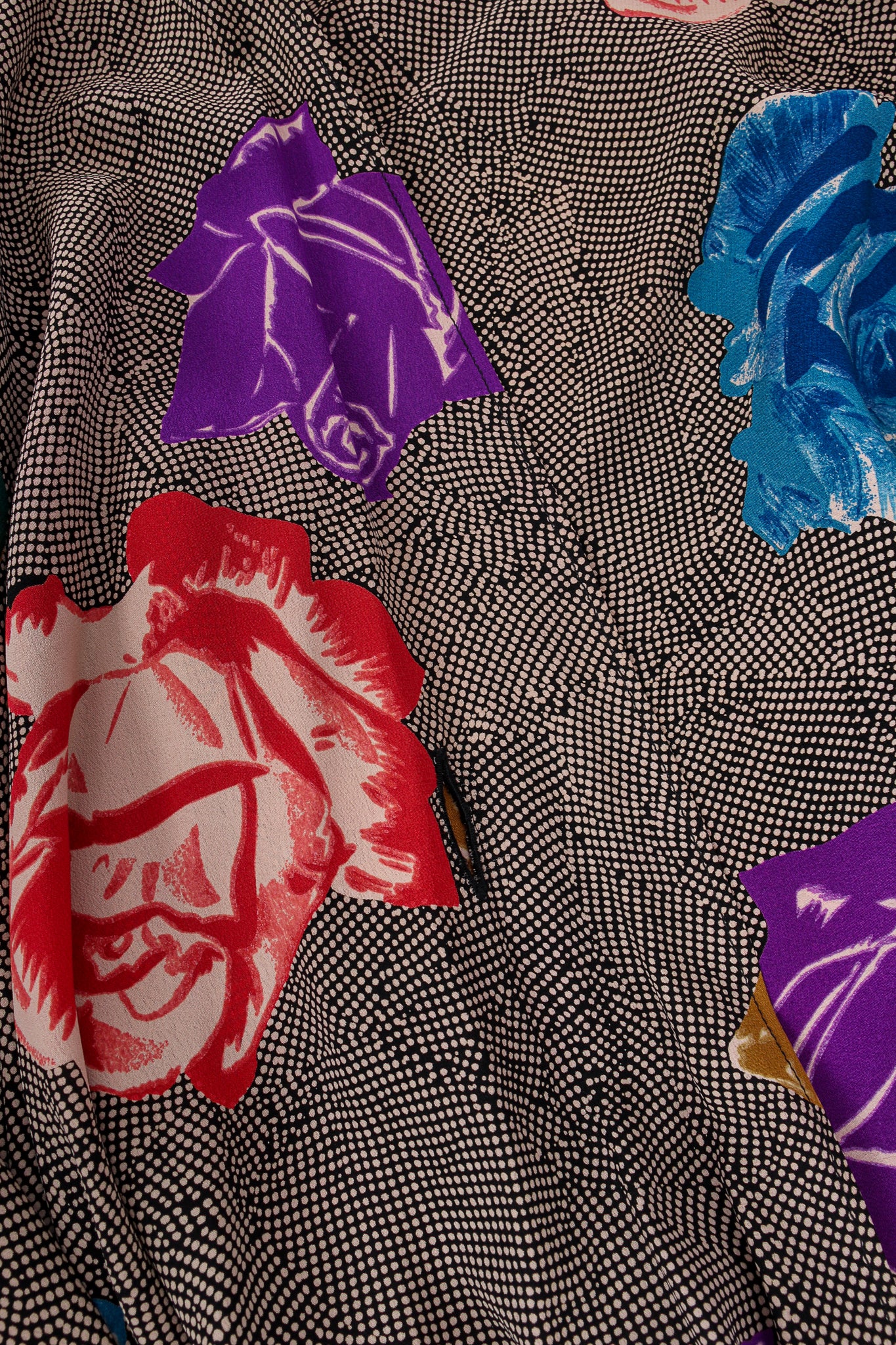 Vintage Ferrante Silk Floral Faux Wrap Dolman Dress buttonhole @ Recess LA