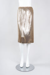 Recess Los Angeles Vintage Anthony Ferrara Gold Liquid Mesh Fringe Cowl Top & Skirt Set