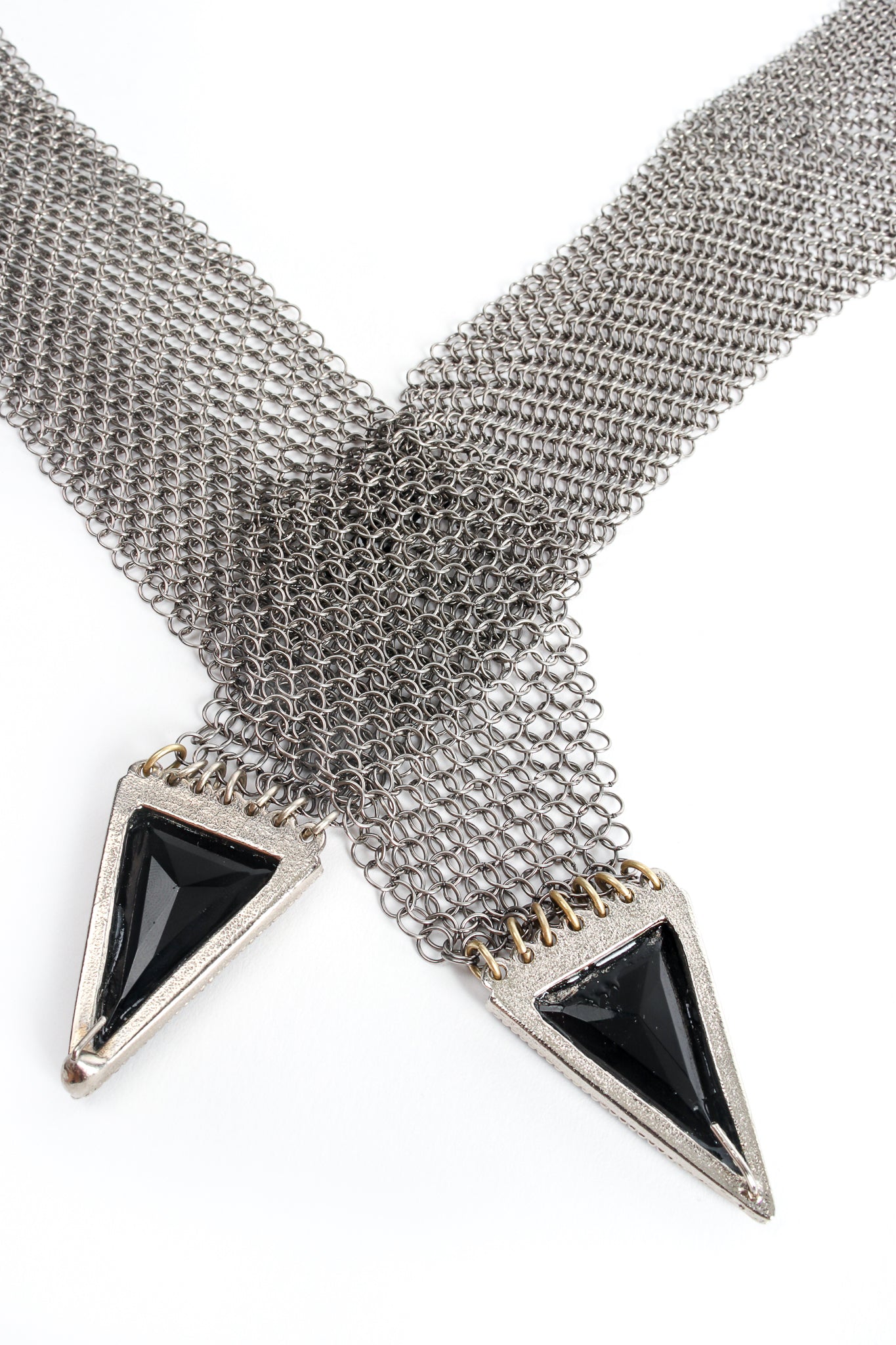 Vintage Anthony Ferrara Metal Mesh Crossover Glass Buckle Belt Detail Back Buckle at Recess LA