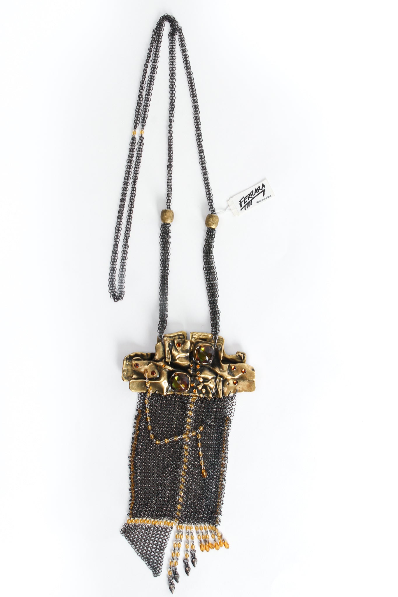Vintage Anthony Ferrara Brutalist Plated Brass Mesh Micro Phone Bag at Recess Los Angeles