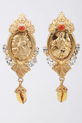 Recess Los Angeles Vintage Gianfranco Ferre Baroque Relief Portrait Cameo Frame Drop Earrings