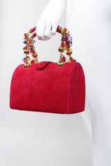 Recess Los Angeles Vintage Franco Bellini Suede Jeweled Crystal Handle Handbag
