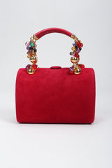 Recess Los Angeles Vintage Franco Bellini Suede Jeweled Crystal Handle Handbag