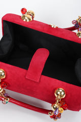 Recess Los Angeles Vintage Franco Bellini Suede Jeweled Crystal Handle Handbag