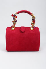 Recess Los Angeles Vintage Franco Bellini Suede Jeweled Crystal Handle Handbag