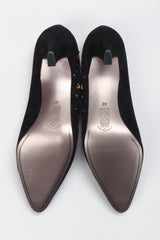 Recess Los Angeles Vintage Franco Celin Rainbow Crystal Heart Studded Heels