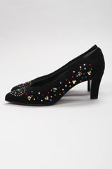 Recess Los Angeles Vintage Franco Celin Rainbow Crystal Heart Studded Heels