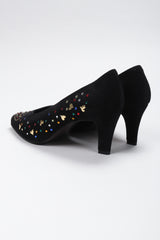 Recess Los Angeles Vintage Franco Celin Rainbow Crystal Heart Studded Heels