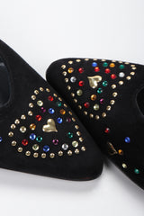 Recess Los Angeles Vintage Franco Celin Rainbow Crystal Heart Studded Heels