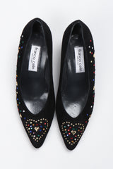 Recess Los Angeles Vintage Franco Celin Rainbow Crystal Heart Studded Heels