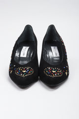 Recess Los Angeles Vintage Franco Celin Rainbow Crystal Heart Studded Heels