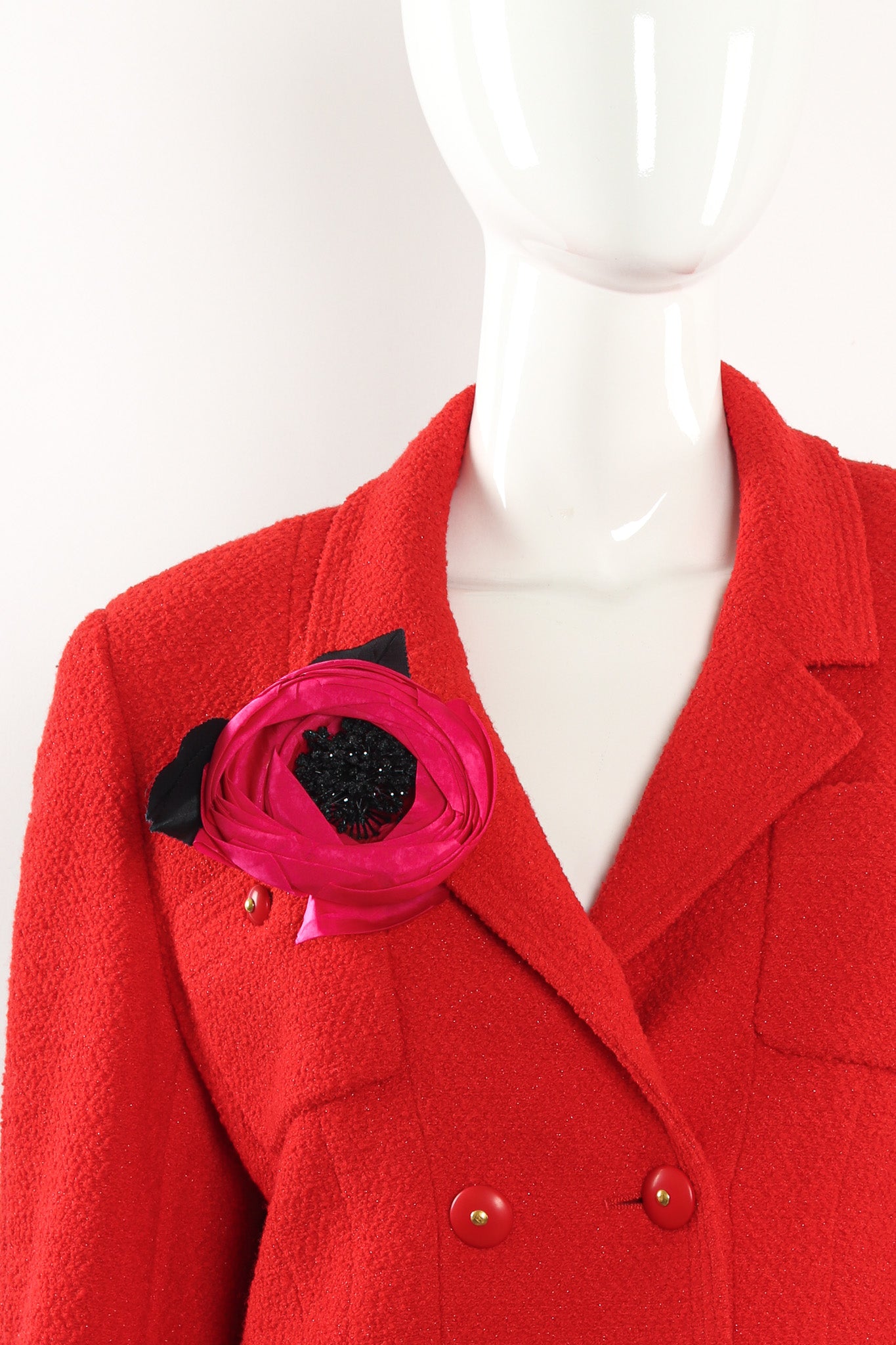 Vintage Fred Hayman Rose Flower Beaded Pin on mannequin @ Recess LA