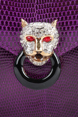 Recess Designer Consignment Vintage Fred Hayman Jeweled Jaguar Convertible Lizard Clutch Bag Los Angeles Resale