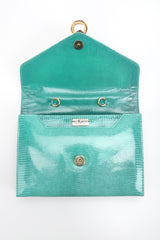 Recess Designer Consignment Vintage Fred Hayman Jeweled Jaguar Turquoise Lizard Clutch Bag Los Angeles Resale