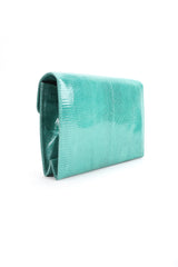 Recess Designer Consignment Vintage Fred Hayman Jeweled Jaguar Turquoise Lizard Clutch Bag Los Angeles Resale