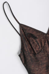 Recess Los Angeles Vintage Future Ozbek Metallic Lingerie Triangle Stretch Slip Dress