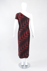 Recess Los Angeles Designer Consignment Vintage Future Ozbek Asymmetrical Chevron Print Stretch Dress