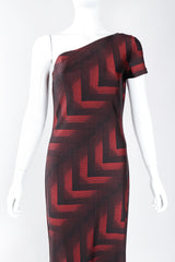 Recess Los Angeles Designer Consignment Vintage Future Ozbek Asymmetrical Chevron Print Stretch Dress
