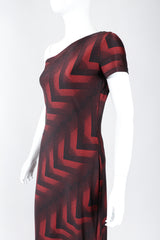 Recess Los Angeles Designer Consignment Vintage Future Ozbek Asymmetrical Chevron Print Stretch Dress