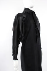 Vintage Galanos Scarf Tie Batwing Dress on mannequin angle at Recess Los Angeles