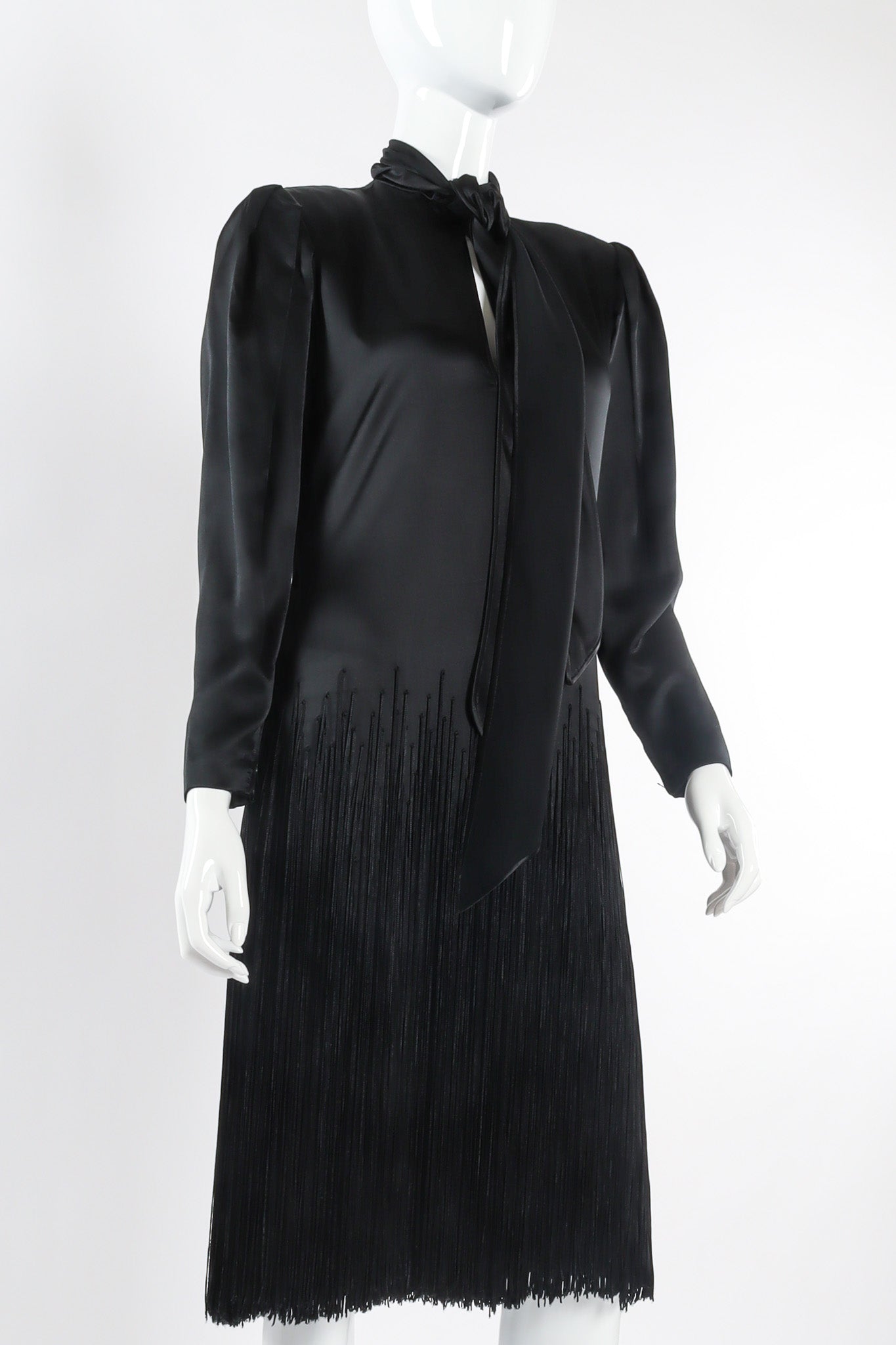 Fringe silk shift dress by Galanos Side View Close-up @recessla