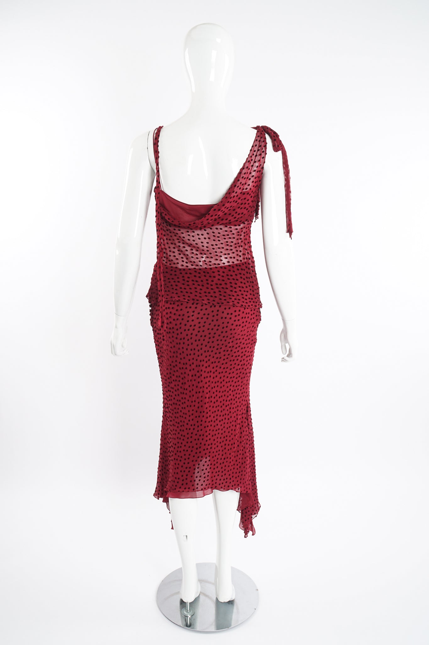 Vintage John Galliano Asymmetric Bias Burnout Camisole & Skirt Set on Mannequin back at Recess LA