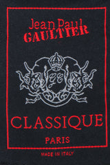 Vintage Jean Paul Gaultier Classique Grommet Strap Gown label on black