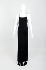 Vintage Jean Paul Gaultier Crepe Grommet Strap Gown w/ High Slit on Mannequin front untie at Recess