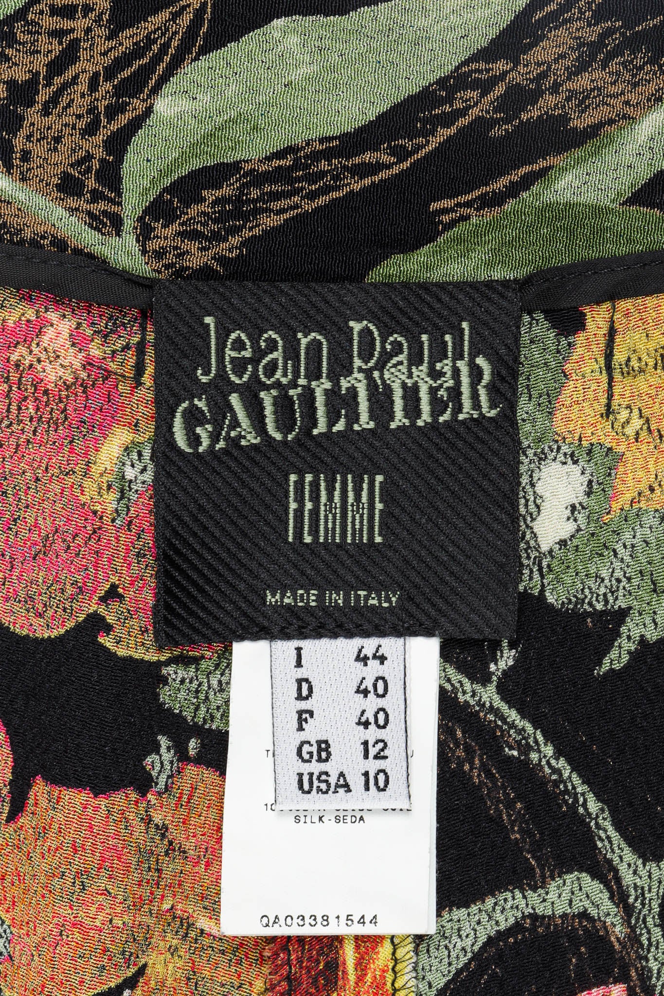 Vintage Jean Paul Gaultier 1999 S/S Fruit Arrangement Silk Pant tag @ Recess Los Angeles