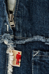 Vintage Jean Paul Gaultier Frayed Denim Patches Dress side zipper detail @ Recess LA