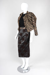 Recess Los Angeles Vintage Valentino Leather Embroidered Star Midi Pencil Skirt