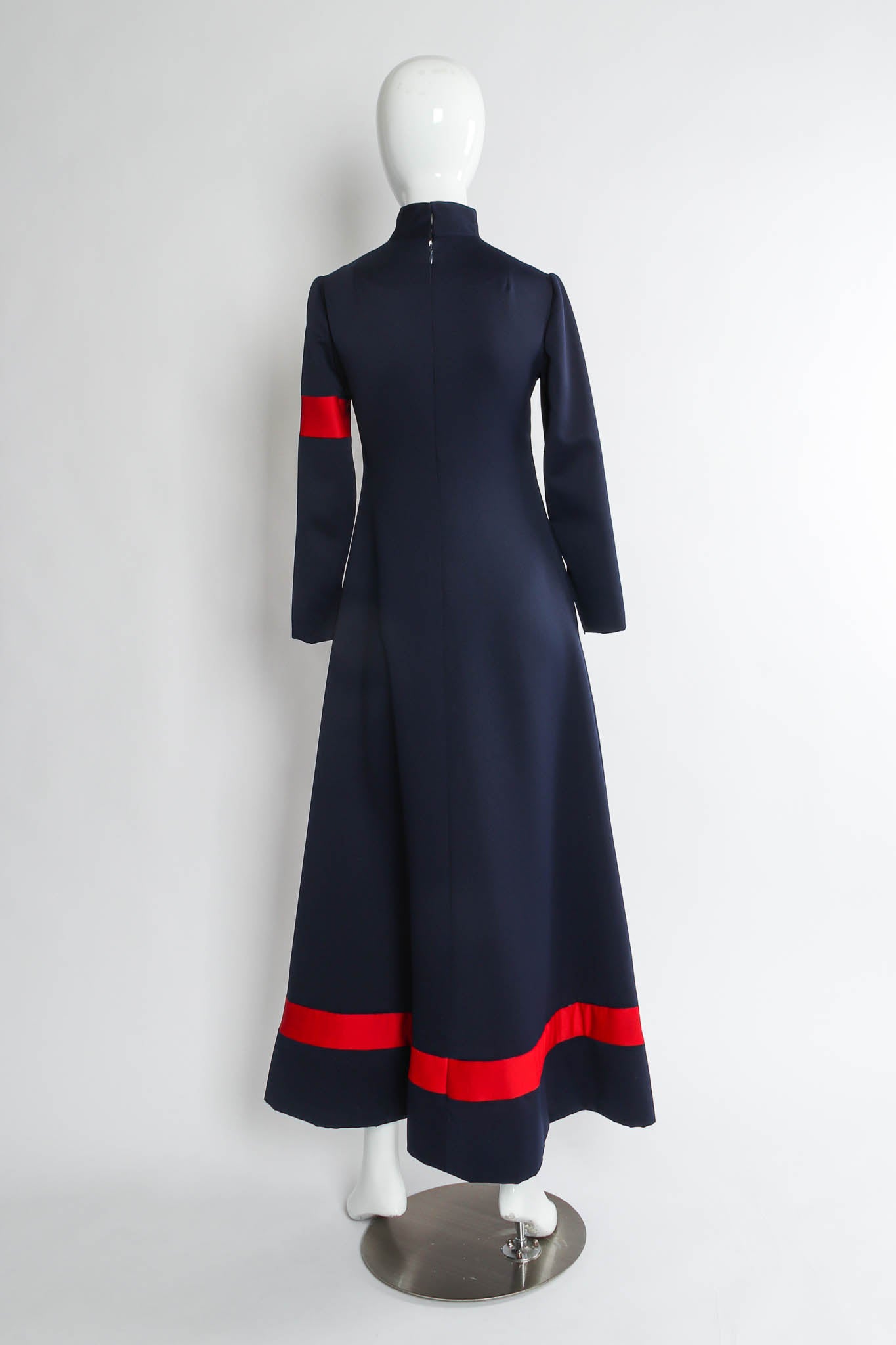 Vintage Geoffrey Beene for Saks Bold Stripe Navy Dress mannequin back  @ Recess LA