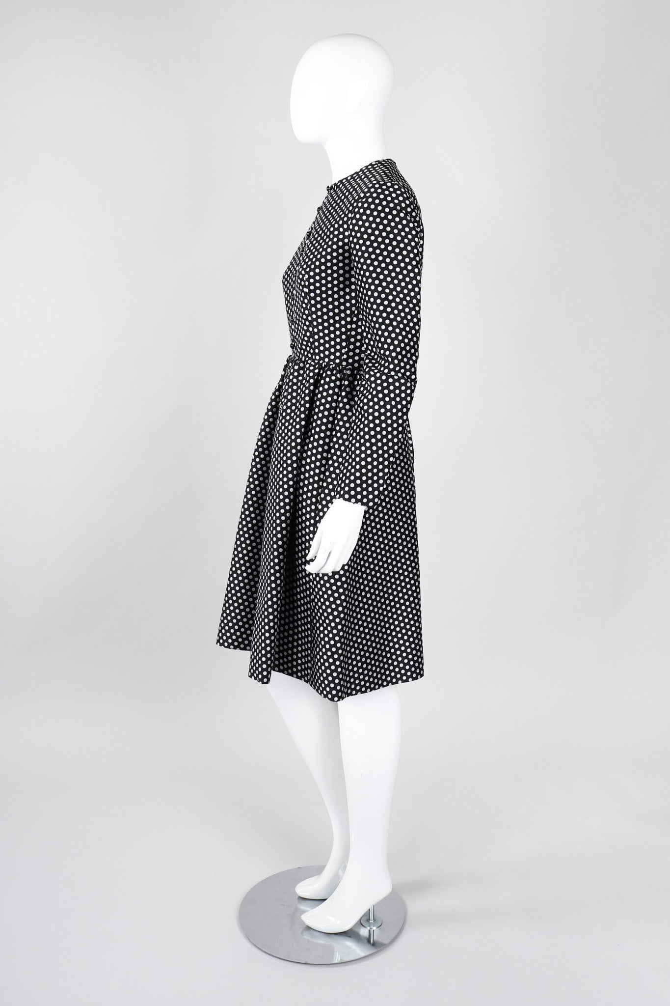 Recess Los Angeles Vintage Geoffrey Beene B&W Silk Dot Dress