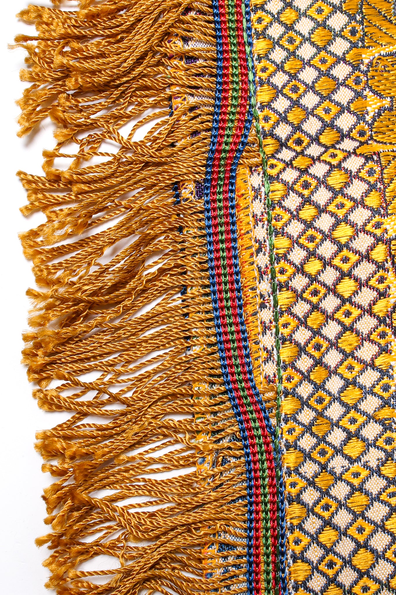 Vintage Georgie Keyloun Fringed Tapestry Caftan loose fringe at Recess Los Angeles