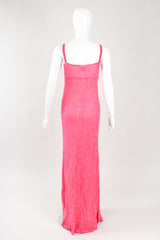 Recess Los Angeles Designer Consignment Vintage Ghost Hot Pink 90s Minimal Embroidered Slip Dress & Shawl