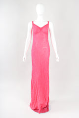 Recess Los Angeles Designer Consignment Vintage Ghost Hot Pink 90s Minimal Embroidered Slip Dress & Shawl